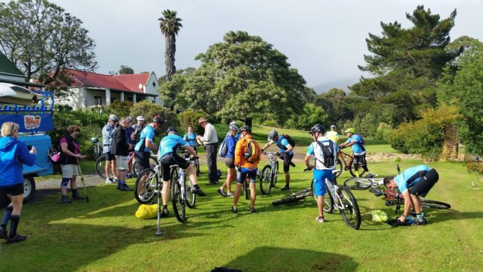 ABC bike and hike challenge – The bikers prepare to head out for their first day. ABC bike and hike challenge - The bikers prepare to head out for their first day.