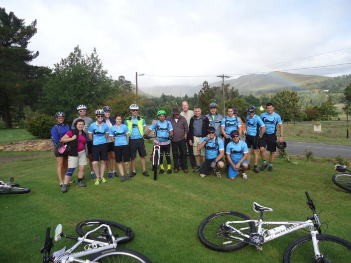 ABC bike and hike challenge – The bike team takes a group photo before they head off. ABC bike and hike challenge - The bike team takes a group photo before they head off.