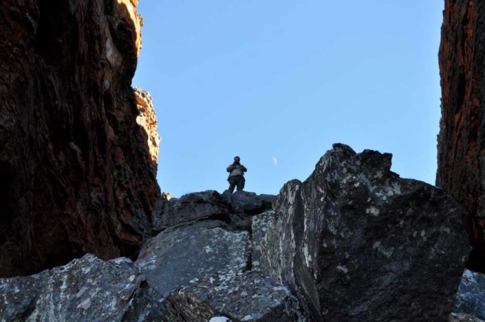 ABC-hike-bike-challenge-looking-up ABC bike and hike challenge - Hiker makes it at the top.